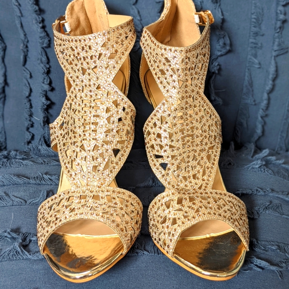Metallic Rhinestone Decor Stilletto Heels Size US 9 / UK 41
